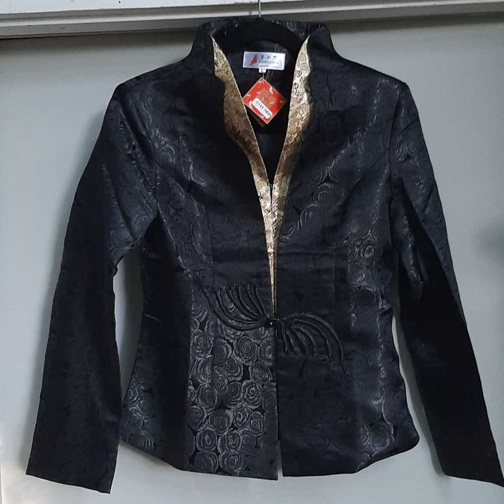 NWT 100% Chinese silk baroque fitted coat
